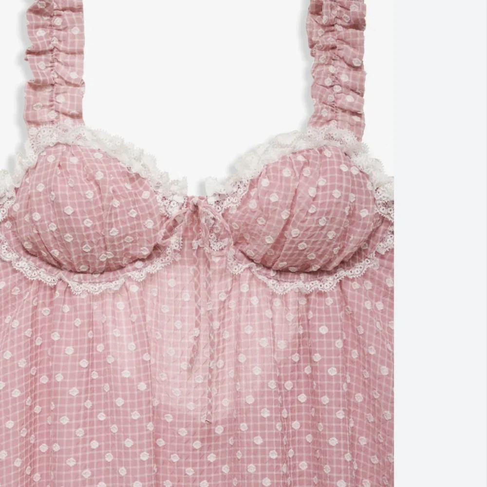 FOR LOVE AND LEMONS Melanie Pink Lace Babydoll Dress L Large NWT NEW - Picture 4 of 5